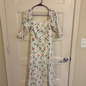 Urban Outfitters White Floral Long Sleeve Dress